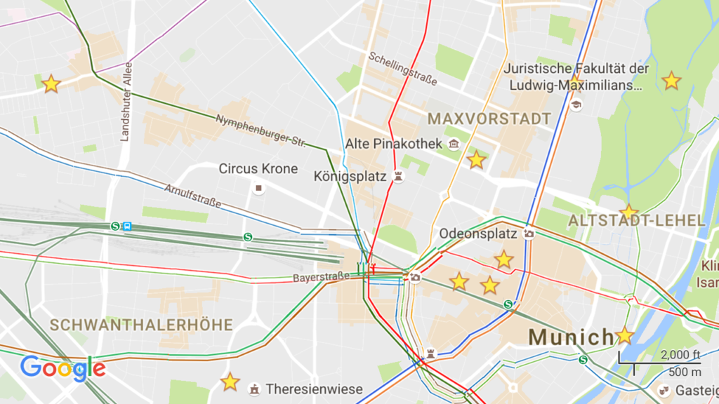 ミュンヘンの観光マップ