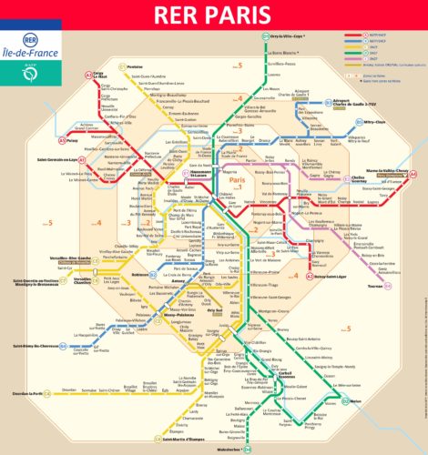 パリ市街の鉄道地図